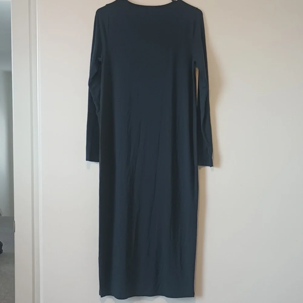 Eileen Fisher Blue Sheath Dress Long Sleeve Crew Neck Slim Fit Dress - Picture 7 of 8